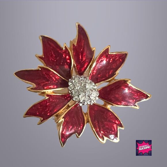 Vintage White Christmas Pin/Penta Lock and Holiday Seasonal Brooch - RARE - NIB - Picture 2 of 5